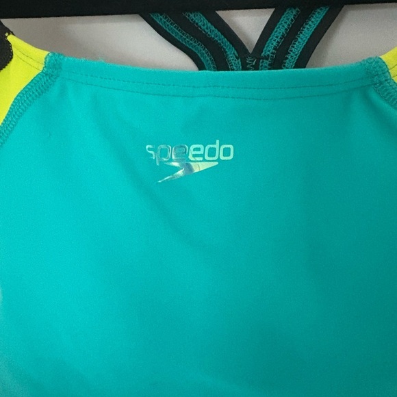 Speedo Blue and Yellow One Piece Performance Swimsuit - Picture 4 of 5